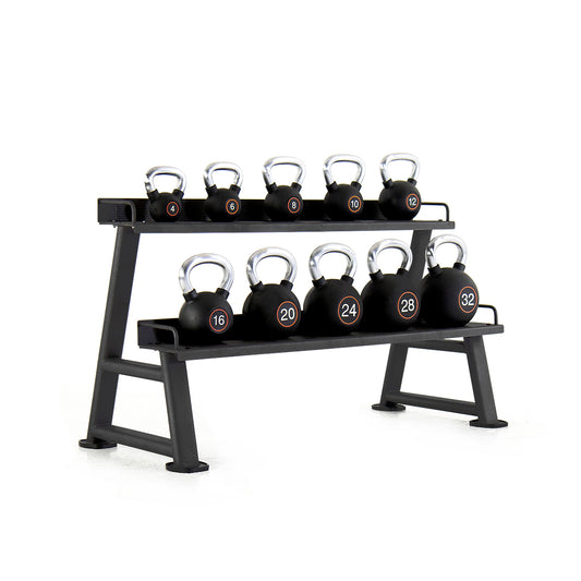 Pulse Fitness RubberGrip Kettlebell Set – 4–32kg (Black) - Premium Performance