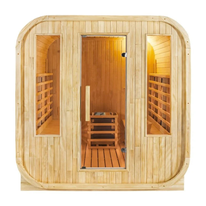 CenturaHeat 4-6 Person Outdoor Cube Sauna – Hybrid Infrared-Steam Sauna