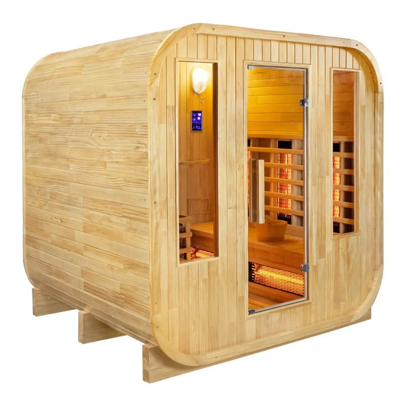 CenturaHeat 4-6 Person Outdoor Cube Sauna – Hybrid Infrared-Steam Sauna