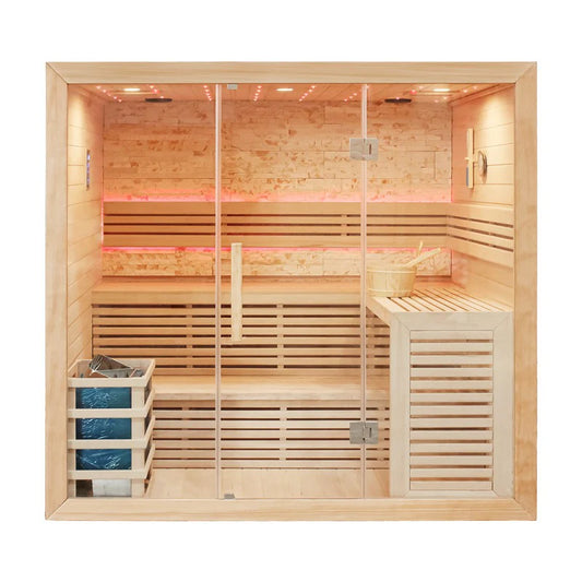 CenturaHeat Luxury Traditional Steam 5-6 Person Indoor Sauna - Premium Performance