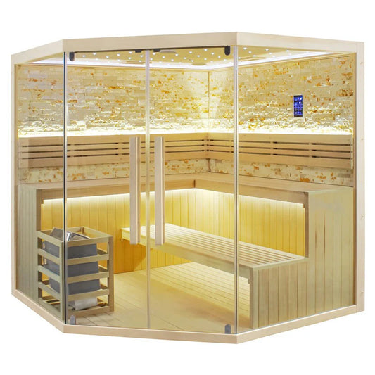 CenturaHeat 6-8 Person Traditional Corner Indoor Sauna - Premium Performance