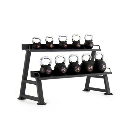 Pulse Fitness RubberGrip Kettlebell Set – 4–32kg (Black) - Premium Performance