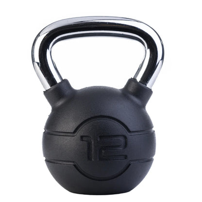 Jordan 14kg ProGrip Black Rubber Kettlebell with Chrome Handle – Single - Premium Performance