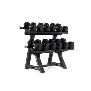 Pulse Fitness HexPro Rubber Dumbbell Set 12.5–25kg (Black) - Premium Performance