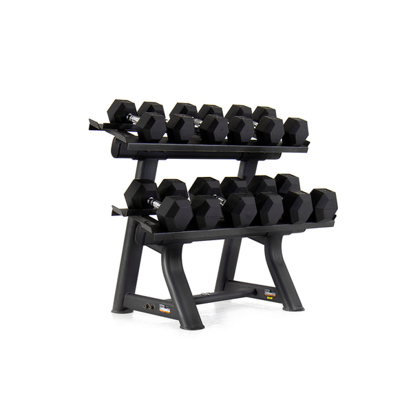 Pulse Fitness HexPro Rubber Dumbbell Set 12.5–25kg (Black) - Premium Performance