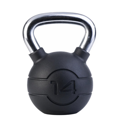Jordan 14kg ProGrip Black Rubber Kettlebell with Chrome Handle – Single - Premium Performance