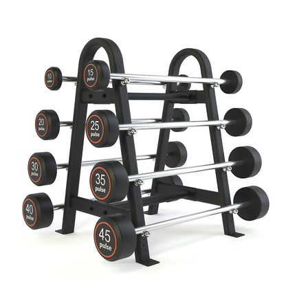 Pulse Fitness RubberGrip Barbell Set 10–45kg (Black) - Premium Performance