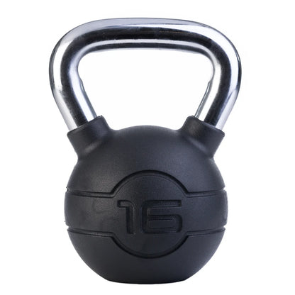 Jordan 14kg ProGrip Black Rubber Kettlebell with Chrome Handle – Single - Premium Performance