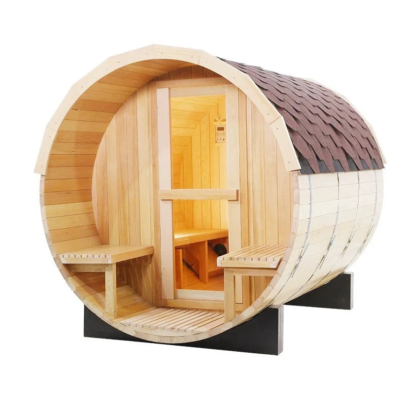 CenturaHeat 4-6 Person Outdoor Wood Barrel Sauna - Premium Performance