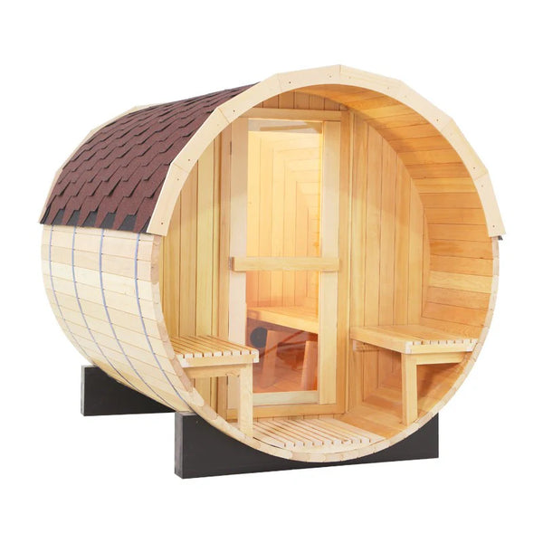 CenturaHeat 4-6 Person Outdoor Wood Barrel Sauna - Premium Performance