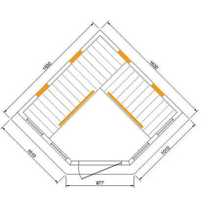 CenturaHeat 4-5 Person Diamond Infrared Corner Sauna