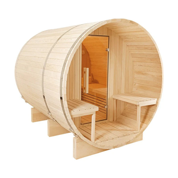 CenturaHeat 4-6 Person Outdoor Wood Barrel Sauna - Premium Performance