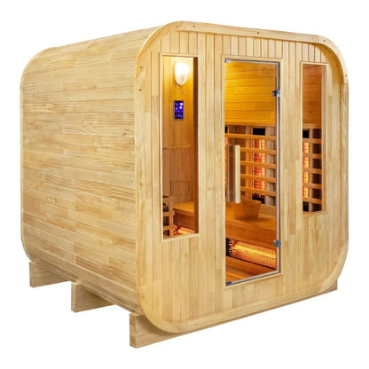 CenturaHeat 4-6 Person Outdoor Cube Sauna – Hybrid Infrared-Steam Sauna