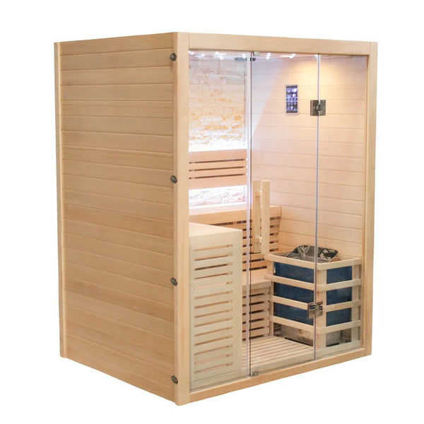 CenturaHeat Luxury Steam Traditional Indoor Sauna with Glass Door - Premium Performance