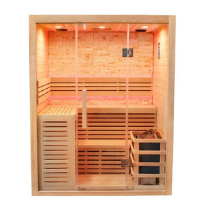 CenturaHeat Luxury Steam Traditional Indoor Sauna with Glass Door - Premium Performance