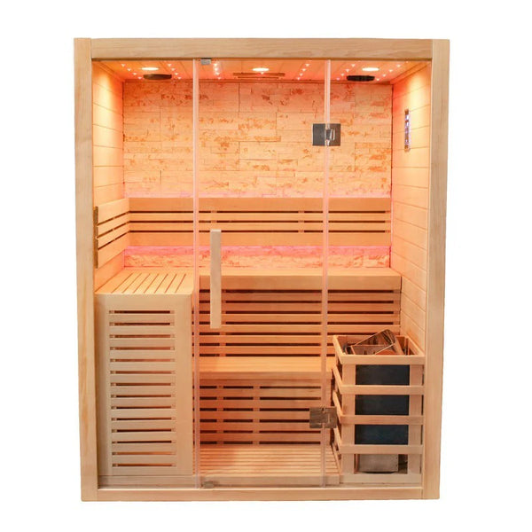 CenturaHeat Luxury Steam Traditional Indoor Sauna with Glass Door - Premium Performance