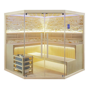 CenturaHeat 6-8 Person Traditional Corner Indoor Sauna - Premium Performance
