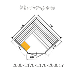 CenturaHeat 6-8 Person Traditional Corner Indoor Sauna - Premium Performance