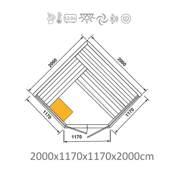 CenturaHeat 6-8 Person Traditional Corner Indoor Sauna - Premium Performance