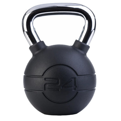 Jordan 14kg ProGrip Black Rubber Kettlebell with Chrome Handle – Single - Premium Performance