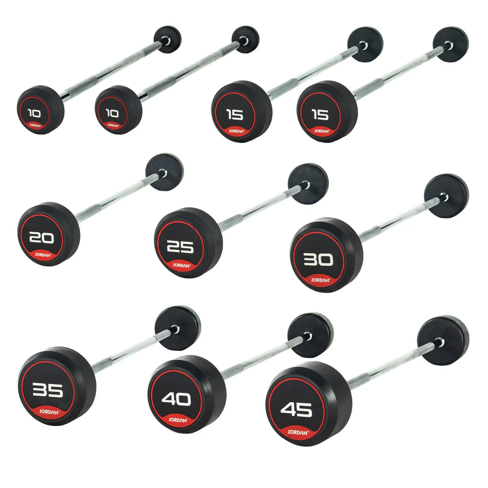 JORDAN Rubber Barbells - Straight Bar Set (10kg-45kg)