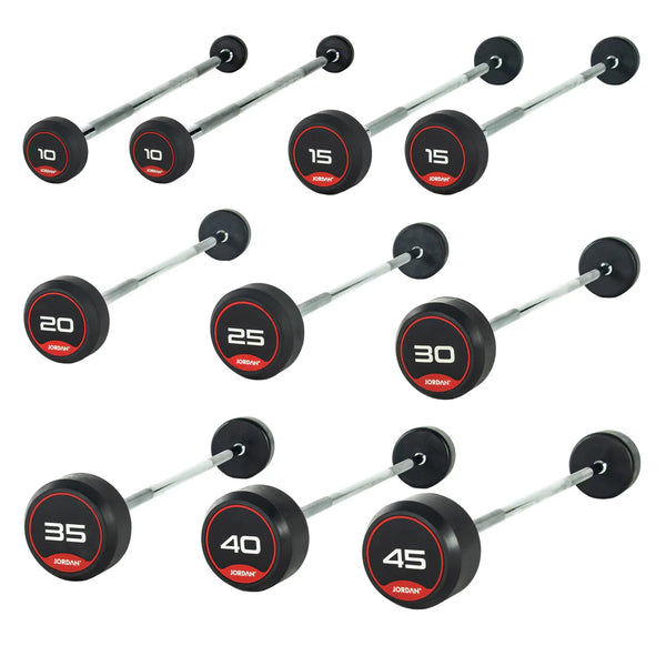 JORDAN Rubber Barbells - Straight Bar Set (10kg-45kg)