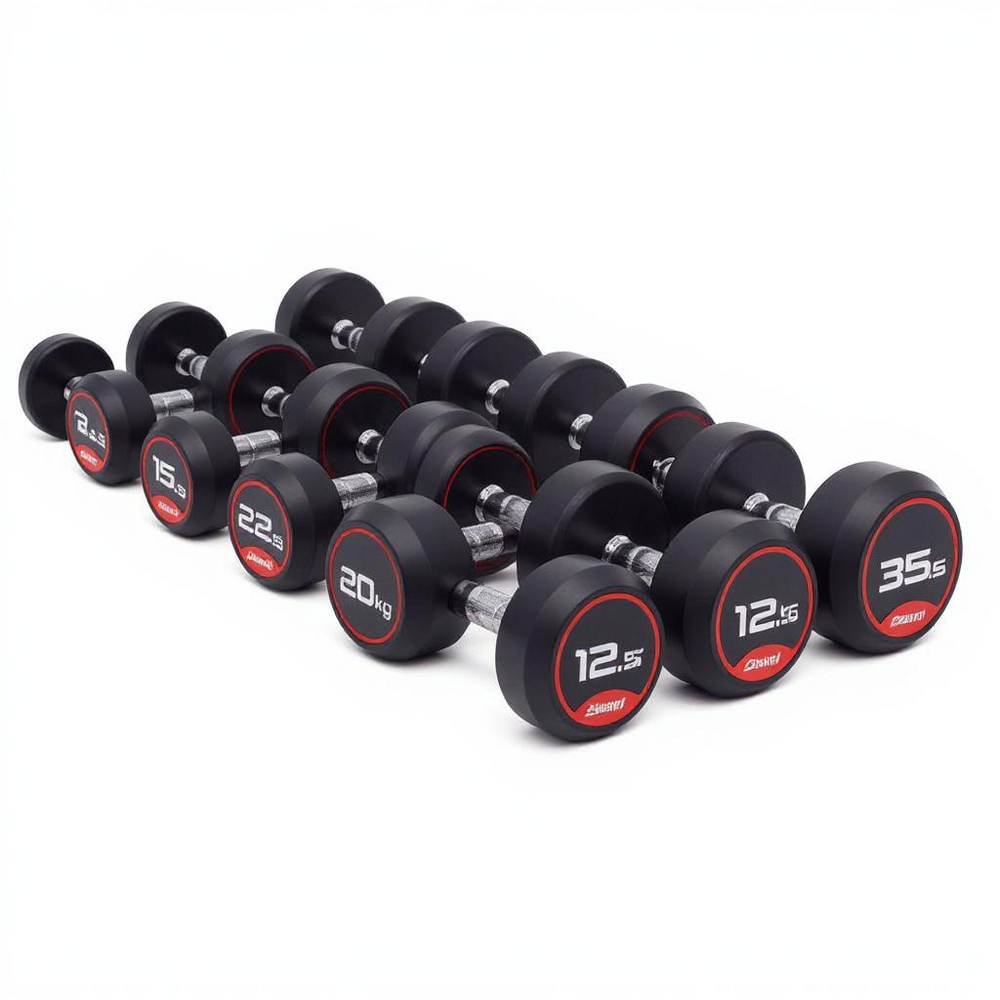 JORDAN Rubber Dumbbells Set - 12.5kg-35kg (Red)