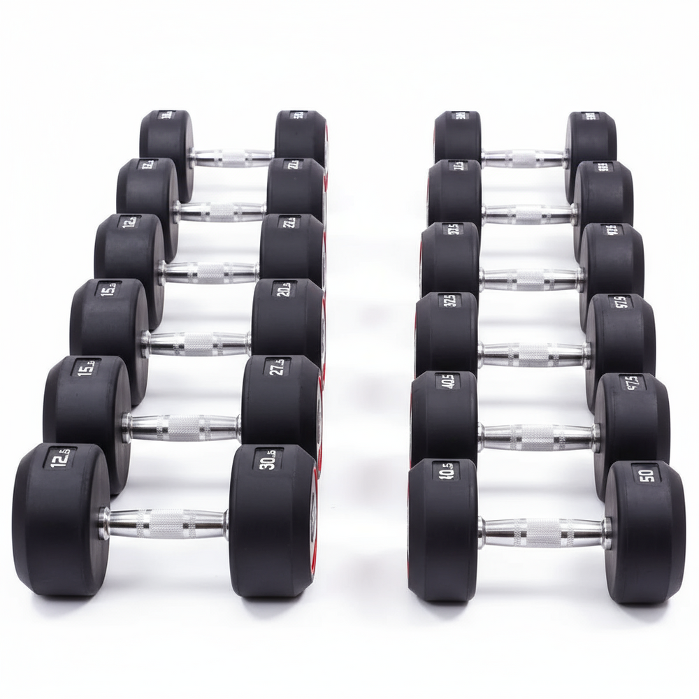 JORDAN Rubber Dumbbells Set - 12.5kg-50kg (Red)