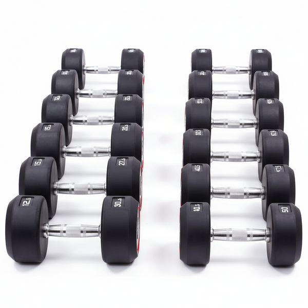 JORDAN Rubber Dumbbells Set - 12.5kg-50kg (Red)